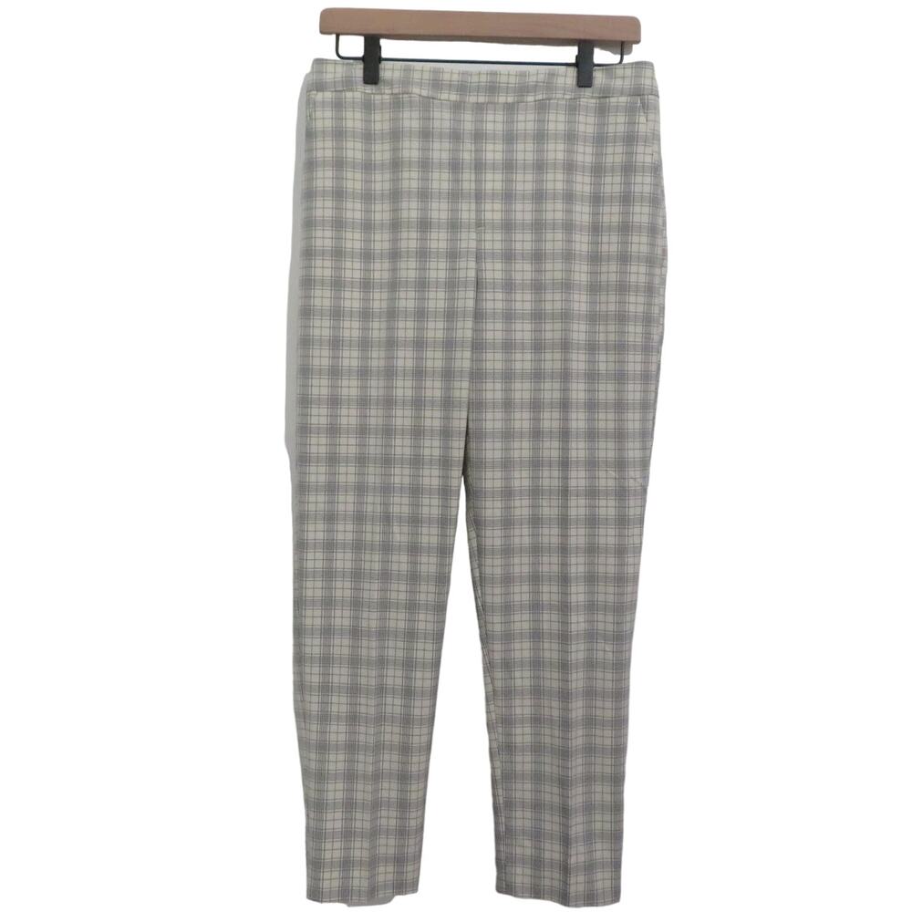 Banana Republic Womens Sz 6 Cream Gray Plaid Hayden Pant Stretchy Waist Office